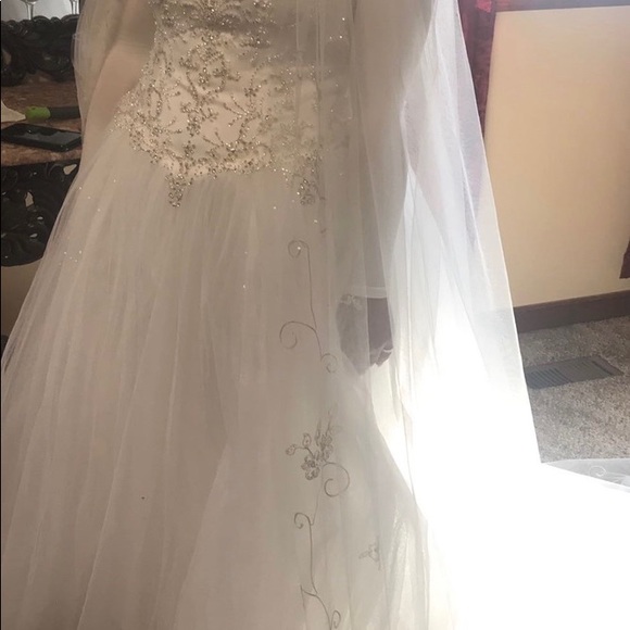 Wedding dress size 12 and 6 ft veil - Picture 2 of 5